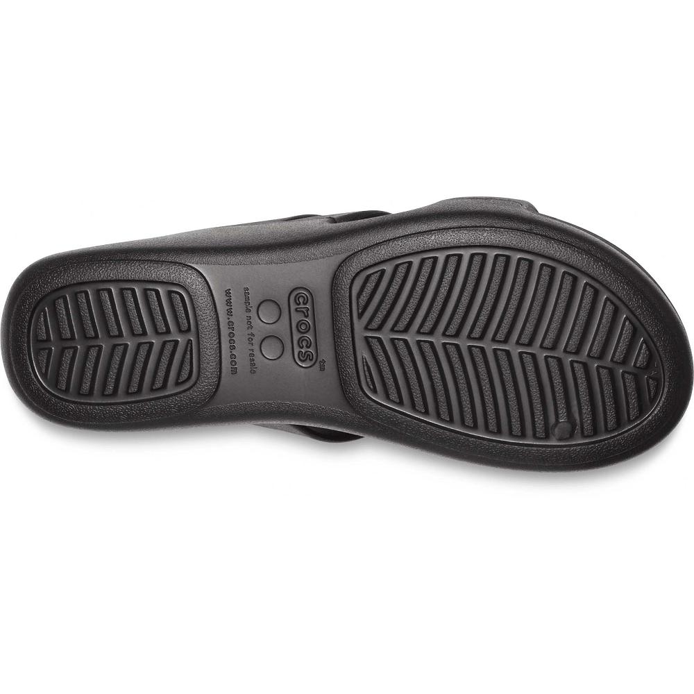 Black Women's Crocs Monterey Strappy Wedges | NZ 0632ILHS
